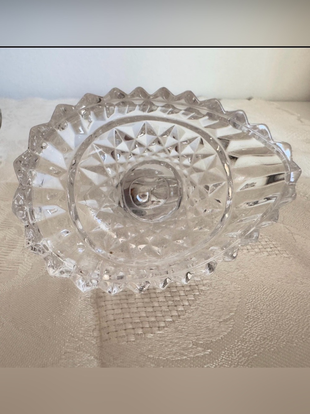 Hofbauer Byrdes Crystal Egg Trinket Box Base Teardrop Ring Catchall Vanity Dish - Picture 3 of 5